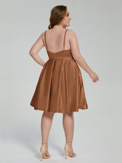 Josie Simple Plus Size Soft Satin Short Bridesmaid Dresses