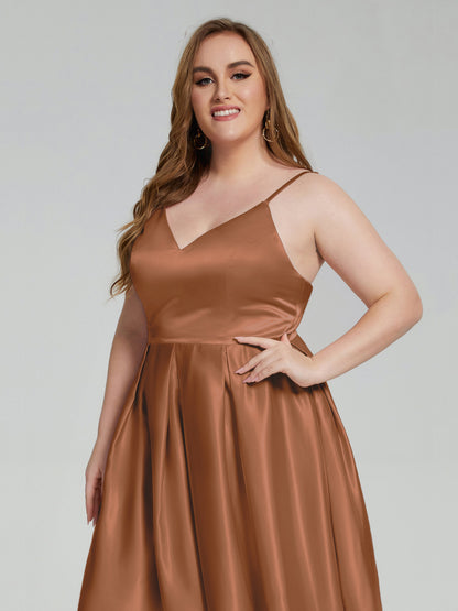 Josie Simple Plus Size Soft Satin Short Bridesmaid Dresses