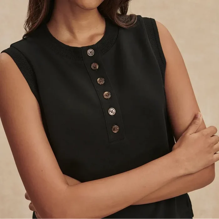 Varley Marla Button Tank - Black