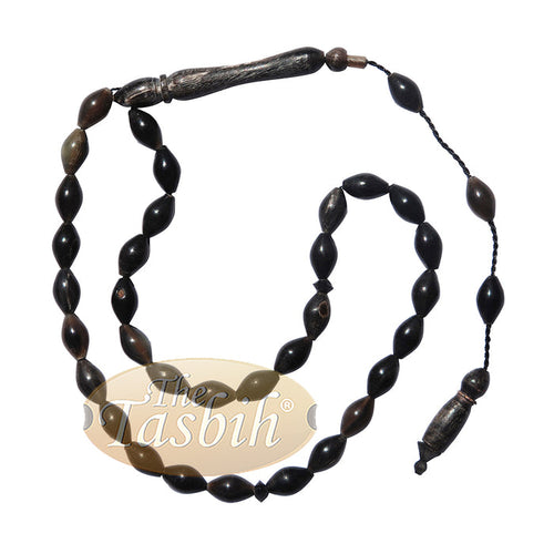 Vertical Oval Small Buffalo Horn 33-Bead 6x10 mm Turkish Prayer Beads