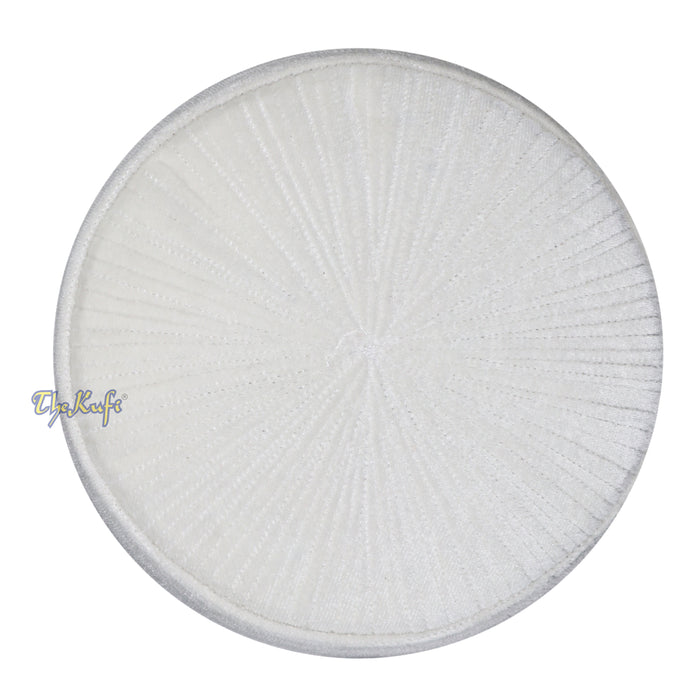 White Velvet Kufi Hat - Premium Quality Handmade Rigid Islamic Kufi Hat Turkish Chechen Style Prayer Cap