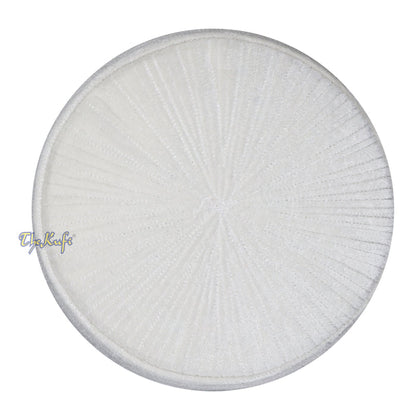 White Velvet Kufi Hat - Premium Quality Handmade Rigid Islamic Kufi Hat Turkish Chechen Style Prayer Cap