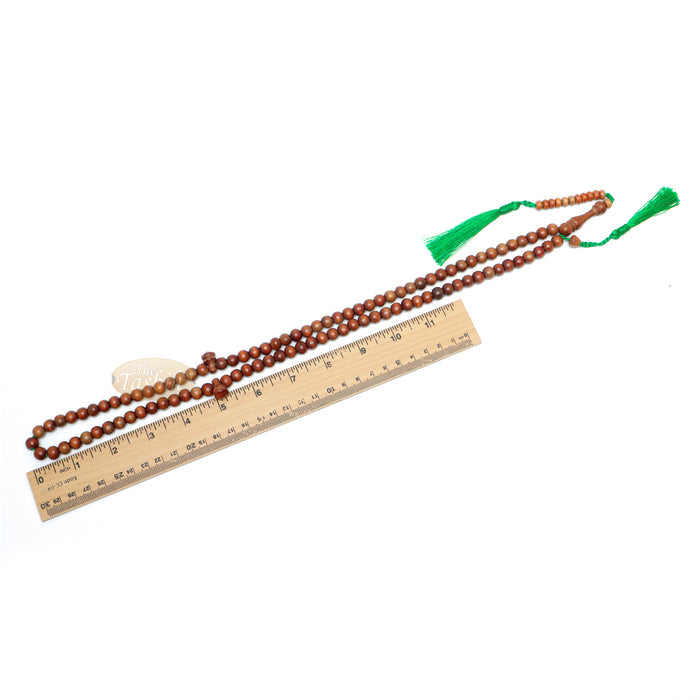 Wood Muslim Tasbih | Natural Orange 8 mm Indonesian Secang Wooden Misbaha Prayer Beads 99-Count