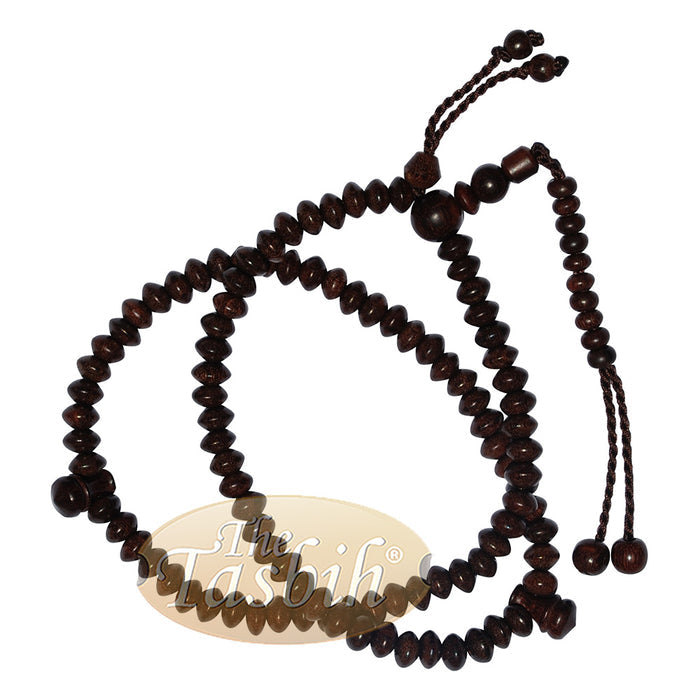 Wooden Islamic Prayer Beads | Saucer-Shape 5 mm Tamarind Tasbih 99 count Misbaha