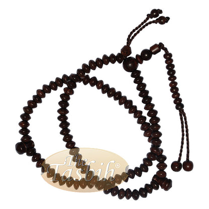 Wooden Islamic Prayer Beads | Saucer-Shape 5 mm Tamarind Tasbih 99 count Misbaha