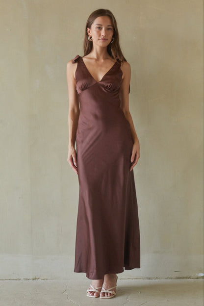 Xandra Tie Satin Maxi Dress