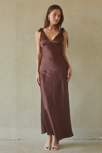 Xandra Tie Satin Maxi Dress